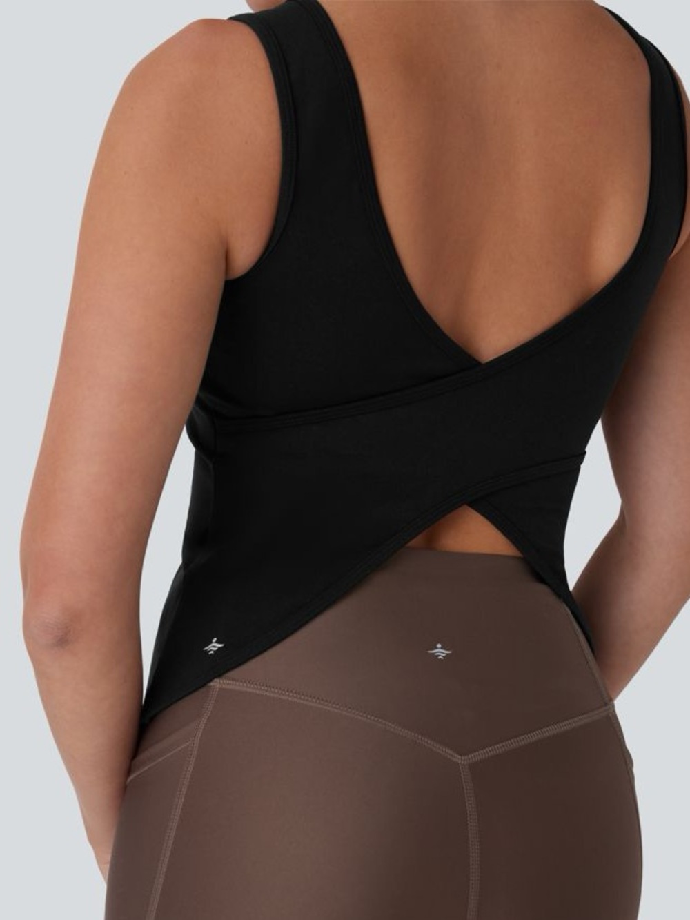 Halara Black U Neck Crossover Yoga Padded Longline Tank Top Women’s Size Small